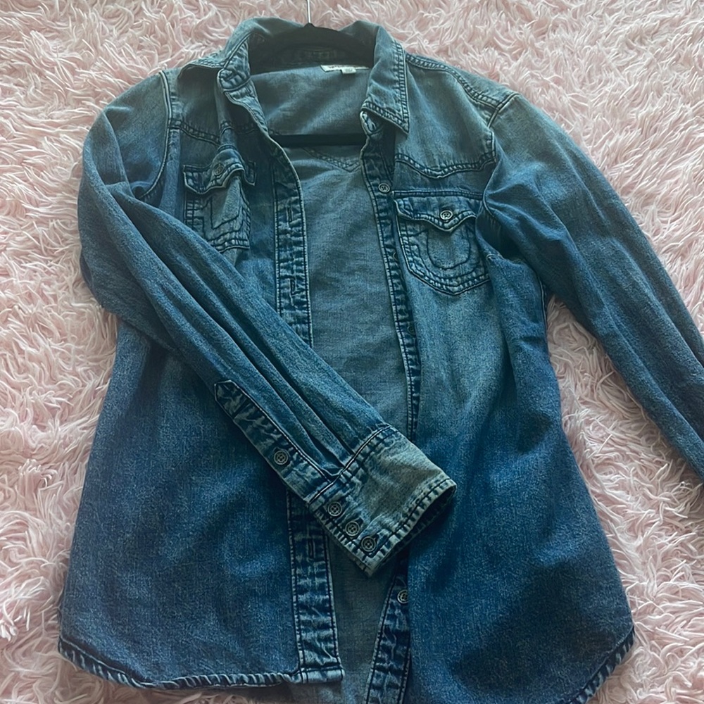 True Religion denim button down shirt